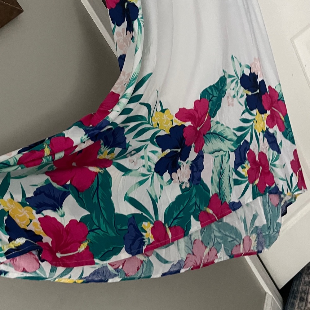 Floral Swim Cover Up kaftan White floral 26/28 - Picture 3 of 6